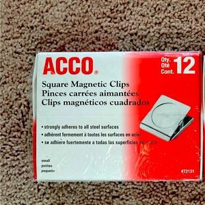 Box Of 12 Acco Small Square Silver Magnetic Steel Clip, 1-1/2" Width, 72131 New